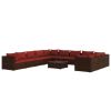 12 Piece Patio Lounge Set with Cushions Poly Rattan Brown