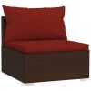12 Piece Patio Lounge Set with Cushions Poly Rattan Brown