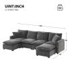 [VIDEO provided] [New] 110*57" Modern U Shape Modular Sofa, 6 Seat Chenille Sectional Couch Set with 2 Pillows Included, Freely Combinable Indoor Funi