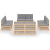 8 Piece Patio Lounge Set with Cushions Solid Wood Pine
