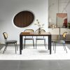 Light grey modern simple style dining chair PU leather black metal pipe PP back dining room furniture chair set of 4
