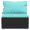 Patio Furniture Set 2 Piece with Cushions Poly Rattan Black