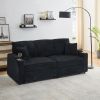 80-inch two-in-one folding sofa, foldable hidden lying function, corduroy fabric, equipped with cup holder and pillow
