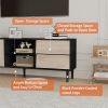 TV Stand up to 70+ inch, Mid Century Modern Entertainment Center with 2 Drawers, Television Stands with Storage Cabinet