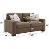 Darya Brown Suede Fabric Loveseat w/3 Pillows