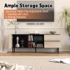 TV Stand up to 70+ inch, Mid Century Modern Entertainment Center with 2 Drawers, Television Stands with Storage Cabinet