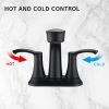 Bathroom Faucet with Pull Out Sprayer, 2 Handle 4 Inch Faucet Utility Sink Faucet, Matte Black