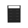 Four Drawer Dresser Wuju, One Shelf, Black Wengue Finish