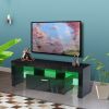Black morden TV Stand with LED Lights; high glossy front TV Cabinet; can be assembled in Lounge Room; Living Room or Bedroom; color:BLACK