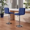 Bar Stools 1 Set of 2, Counter Height Bar Stools, Square Cushion Bar Stools with Back, Footstool, Cafe, Blue, 2 pieces