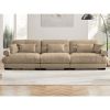 Extra Large 3 Seat Modern Velvet Sofa, Oversize Sofa, Clould Like Comfortable Seat and Back Support, With Waist Pillows and Throw Pillows, Camel