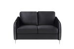 Hathaway 54" Black Velvet Modern Chic Loveseat Couch
