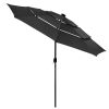 10Ft 3-Tiers 32LEDS Patio Umbrella Beige