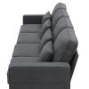 [VIDEO provided] [New] 104" 4-Seater Modern Linen Fabric Sofa with Armrest Pockets and 4 Pillows,Minimalist Style Couch for Living Room, Apartment, Of