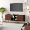 TV Stand up to 70+ inch, Mid Century Modern Television Stands with 2 Drawers, Entertainment Center with Storage Cabinet
