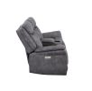 Transitional Console Loveseat - Gray Faux-Suede, Power Footrest, Power Headrest - Concealed Cupholders