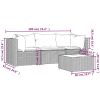 4 Piece Patio Lounge Set with Cushions Black Poly Rattan