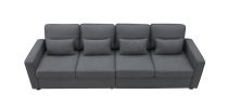 [VIDEO provided] [New] 104" 4-Seater Modern Linen Fabric Sofa with Armrest Pockets and 4 Pillows,Minimalist Style Couch for Living Room, Apartment, Of