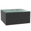7 Piece Patio Lounge Set with Cushions Poly Rattan Black