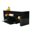 Black morden TV Stand with LED Lights; high glossy front TV Cabinet; can be assembled in Lounge Room; Living Room or Bedroom; color:BLACK