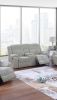1pc Motion Loveseat Ash Color Fur Like Corduroy Living Room Reclining Couch Plush Textured Seat