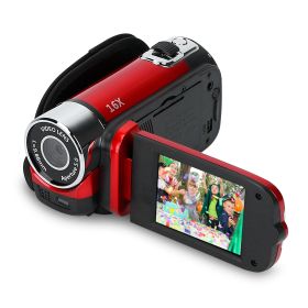 Black-Red Options - 1Pc HD 1080P Digital Video Camcorder 2.7in 16X Zoom DV Camera 270 Degree Rotation Rechargeable Kid Camera With Fill Light Selfie (Color: Red)