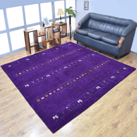 Rugsotic Carpets Hand Knotted Loom Silk Mix Square Area Rug Contemporary (Color: Purple, size: 8'x8')