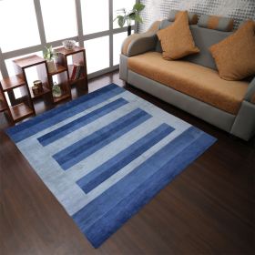 Rugsotic Carpets Hand Knotted Loom Wool Square Area Rug Contemporary (Color: Blue Light Blue, size: 10'x10')