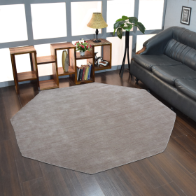 Rugsotic Carpets Hand Knotted Loom Wool Octagon Area Rug Solid (Color: Beige, size: 8'x8')