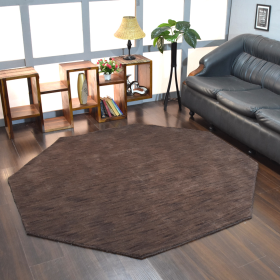 Rugsotic Carpets Hand Knotted Loom Wool Octagon Area Rug Solid (Color: Brown, size: 8'x8')