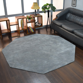 Rugsotic Carpets Hand Knotted Loom Wool Octagon Area Rug Solid (Color: Light Blue, size: 8'x8')