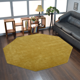 Rugsotic Carpets Hand Knotted Loom Wool Octagon Area Rug Solid (Color: orange, size: 8'x8')