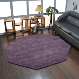 Rugsotic Carpets Hand Knotted Loom Wool Octagon Area Rug Solid (Color: Purple, size: 8'x8')