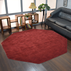 Rugsotic Carpets Hand Knotted Loom Wool Octagon Area Rug Solid (Color: Red, size: 8'x8')