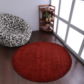 Rugsotic Carpets Hand Knotted Loom Wool Round Area Rug Solid (Color: Red, size: 8'x8')