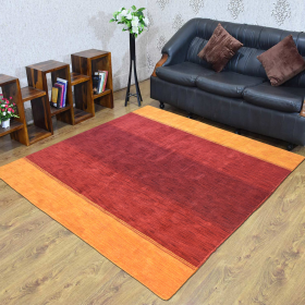 Rugsotic Carpets Hand Knotted Loom Wool Square Area Rug Contemporary (Color: Orange Red, size: 8'x8')