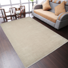 Rugsotic Carpets Hand Knotted Loom Wool Area Rug Solid (Color: Beige, size: 9'x12')