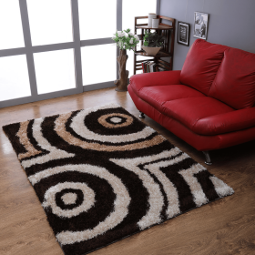 Rugsotic Carpets Hand Tufted Shag Polyester Area Rug Geometric (Color: Beige Brown1, size: 4'x6')