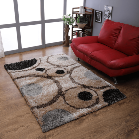 Rugsotic Carpets Hand Tufted Shag Polyester Area Rug Geometric (Color: Beige Multicolor, size: 8'x10')