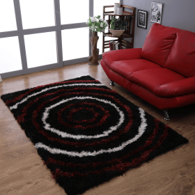 Rugsotic Carpets Hand Tufted Shag Polyester Area Rug Geometric (Color: Black Multicolor, size: 8'x10')