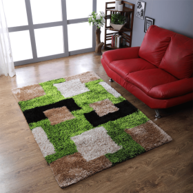 Rugsotic Carpets Hand Tufted Shag Polyester Area Rug Geometric (Color: Green Beige, size: 8'x10')