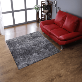 Rugsotic Carpets Hand Tufted Shag Polyester Square Area Rug Solid (Color: Gray White, size: 8'x8')