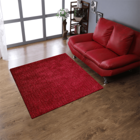 Rugsotic Carpets Hand Tufted Shag Polyester Square Area Rug Solid (Color: Red, size: 8'x8')