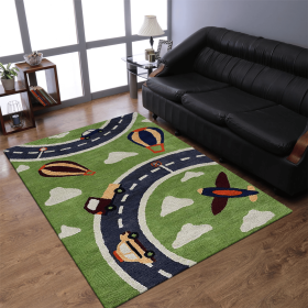 Rugsotic Carpets Hand Tufted Wool Area Rug Kids (Color: Green, size: 4'x6')