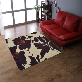 Rugsotic Carpets Hand Tufted Wool Square Area Rug Floral (Color: Beige Brown, size: 6'x6')