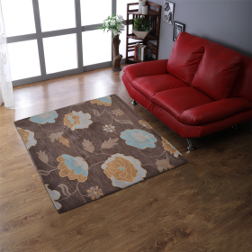 Rugsotic Carpets Hand Tufted Wool Square Area Rug Floral (Color: Brown, size: 6'x6')