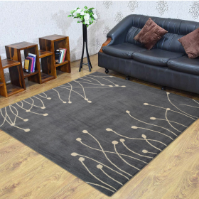 Rugsotic Carpets Hand Tufted Wool Square Area Rug Floral (Color: Gray White1, size: 6'x6')