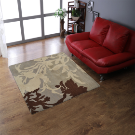 Rugsotic Carpets Hand Tufted Wool Square Area Rug Floral (Color: Gray White2, size: 6'x6')