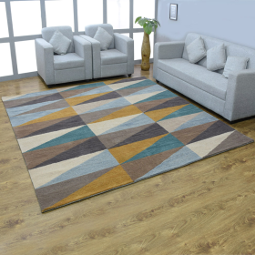 Rugsotic Carpets Hand Tufted Wool Square Area Rug Geometric (Color: Multicolor, size: 8'x8')