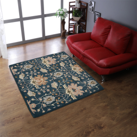 Rugsotic Carpets Hand Tufted Wool Square Rug Floral (Color: Blue, size: 8'x8')